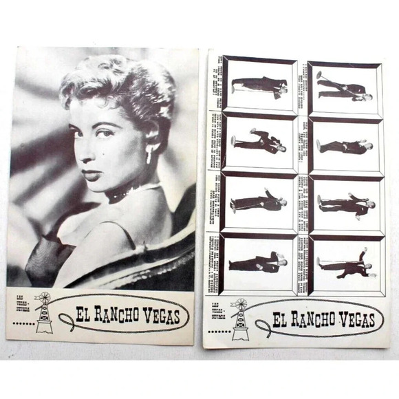 2 Vtg El Rancho Vegas Hotel Joe E Lewis Gloria DeHaven Postcard Las Vegas Nevada - Picture 1 of 2